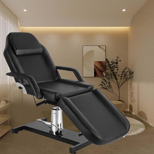 Sannewstartu Professional Hydraulic Facial Bed - Adjustable Massage Table for Esthetician, Lash Extensions, Spa & Salon - Tattoo Chair, Barber Chair, Beauty Equipment - Black