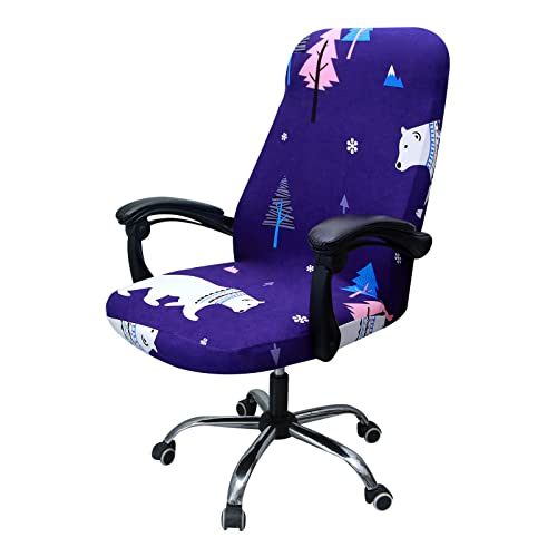 Highdi Coprisedia Ufficio Elasticizzato, Coprisedie Gaming Universale Coprisedia Girevole Coprisedie Computer Fodere Coprisedie Lavabile, Coprisedile per Sedia da Ufficio (Orso Polare,L)