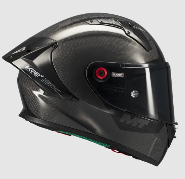 MT Helmets KRE Plus+s Pure 2025 Casco Integral Carbono Negro Brillo Ultraligero y Deportivo Homologación F.I.M. 22.06 Alta Seguridad y Ventilación Avanzada (M 57/58)