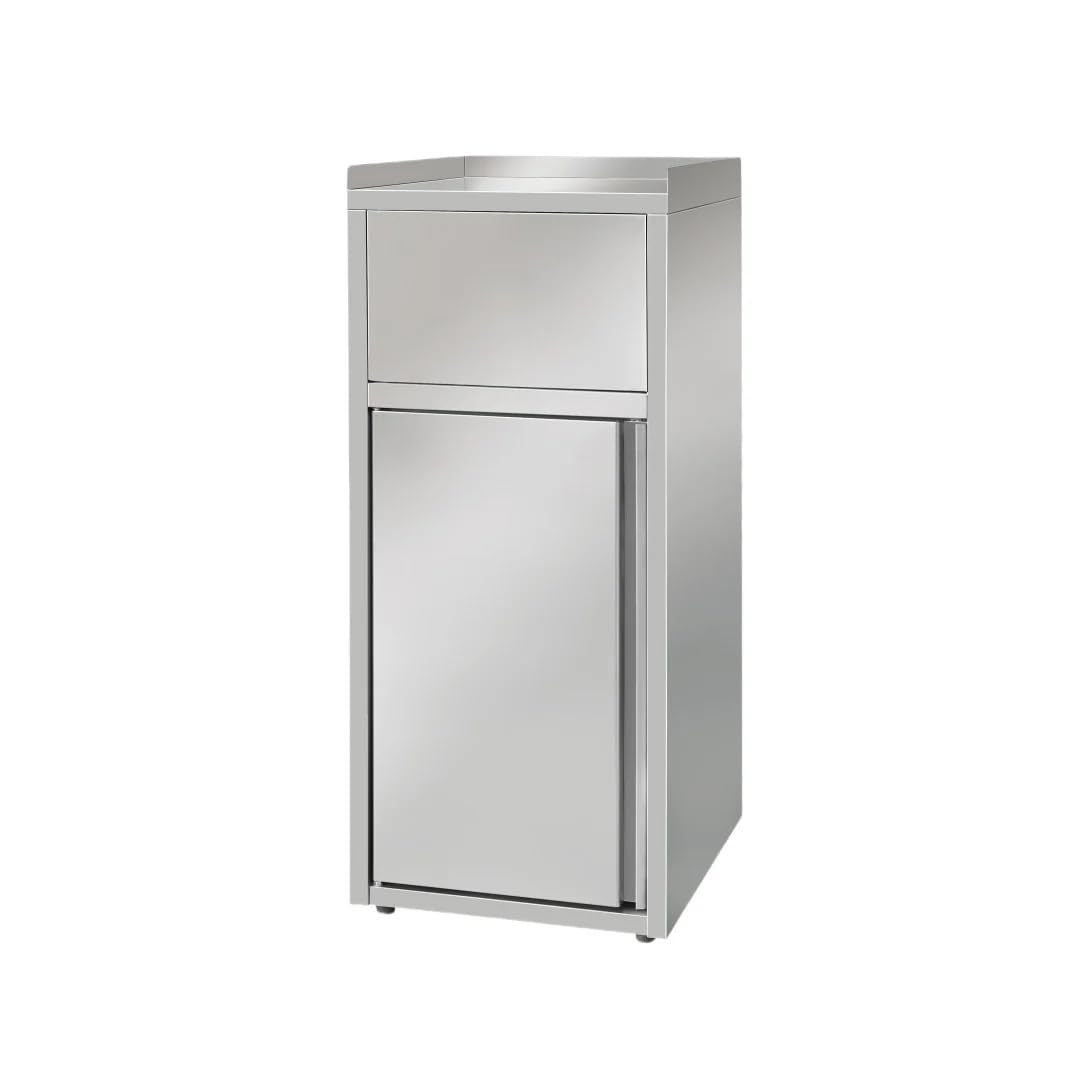 Générique Poubelle Snack Inox Professionnelle 60L – Ouverture Frontale – Acier Inoxydable – Fast Food, Restaurant, Collectivité – 500x530x1200 mm