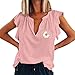 PTLLEND Damen T-Shirt mit Strass Totenkopf Motiv Trägershirt Damen Locker Damen Tanktops mit V-Ausschnitt, Rüschenärmeln, Sommer, lässig, lockere Blusen, sexy T-Shirt Summer Top