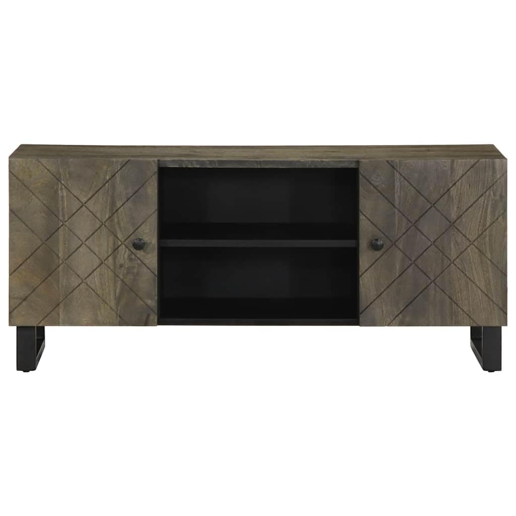 Hothingwell Mobile Porta TV Nero 105x33x46 cm in Legno Massello di Mango con Ripiani e Piedini in Metallo
