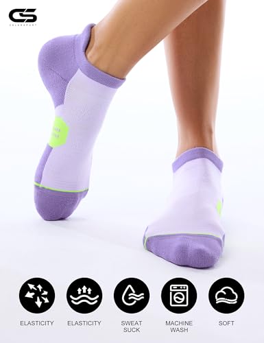 Image of CS CELERSPORT 6 Pack Women's Ankle Running Socks Cushioned Low Cut Tab Athletic Socks