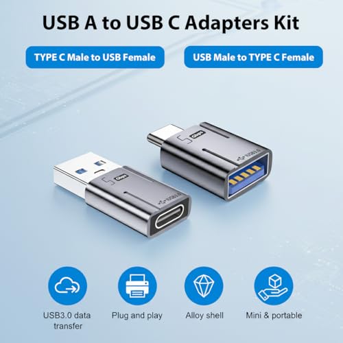 Image of ZORBES 4Pcs USB 3.0 to Type C Male Connector Set, 5Gbps Data Sync Adapter