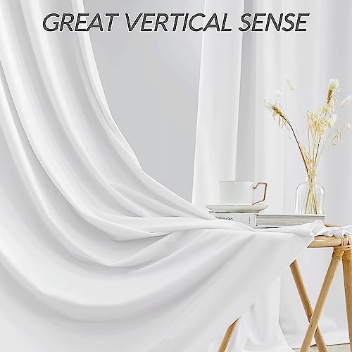 Image of RYB HOME White Velvet Curtains 84 inch, 2 Layers Room Darkening Window Curtains for Living Room Thermal Insulated Privacy Backdrop with Pleat Tape, White, W48 x L84 inch, 1 Panel