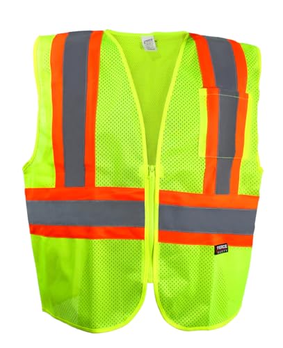 Fierce Safety Economy Class 2 Two Tone Green Vest with Chest Pocket (M)