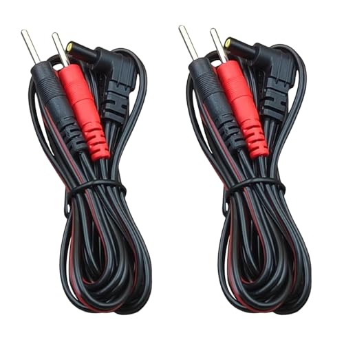 Image of 2 Packs TENS Unit Electrode Lead Wires, Premium TENS Electrodes Wire Replacement 2.35mm Shielded Plug TENS to 2mm Pin Electrode Cables Compatible with TENS 7000, Nicwell Care - (Not Fit EMPI Device)