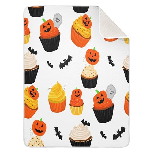 Burbuja Halloween Cupcakes Baby Blanket for Boys Girls, Nursery Soft Warm Swaddling Receiving Baby Blankets, 30x40 in Toddler Blanket