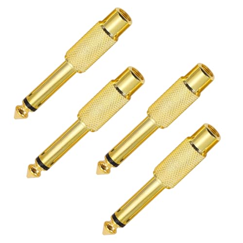 Adaptador RCA a 6.35 mm de cobre puro chapado en oro para audio sin interferencias pack de 4