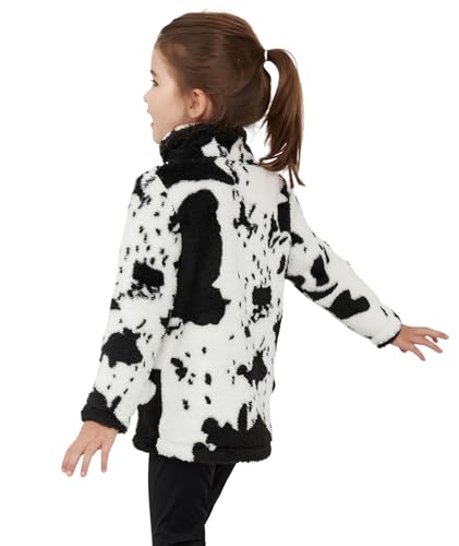 Image of EARKOHA Girls Cow Print Sherpa Fleece Jackets Fall Winter Outerwear