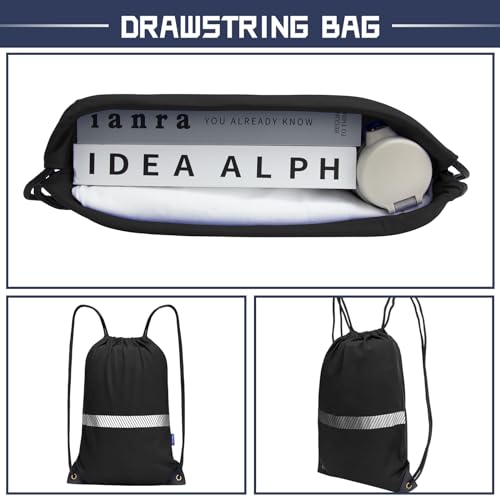 Image of AYKRM Personalized Black Drawstring Backpack Bag work Sackpack logo