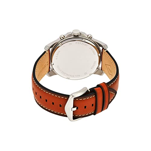 Fossil Men's Grant Quartz Stainless Steel And Leather Chronograph Watch, Color: Silver, Luggage (Model: Fs5210) #TOP3
