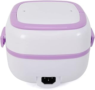 Elektryczny pojemnik na lunch, 200 W, 1 l, pojemnik na kanapki, podgrzewacz do ryżu, 220 V, stal nierdzewna, wielofunkcyjny, elektryczny pojemnik na kanapki, przenośny podgrzewacz do żywności do konserwacji ciepła (kolor fioletowy)