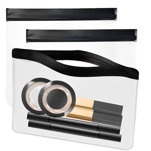 3 bolsas de seguridad para líquidos aeroportuarios, 22 x 20 cm, bolsa de aseo de viaje aprobada, bolsa de maquillaje de plástico transparente para mujeres/hombres, esencial de viaje