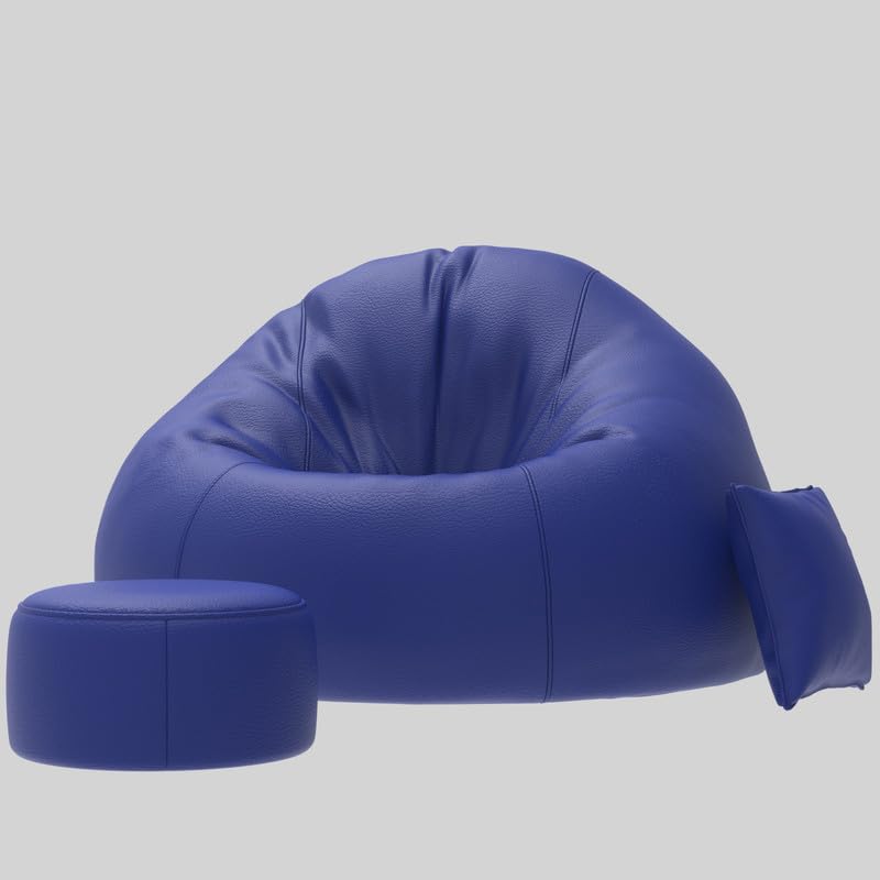 Image of Biggie Bean Bag Chair 5XL with Beans Filled-HavenSeat Sofa-Where Comfort Finds You-Crafted for Comfort-Styled for Elegance with Free Cushion & Footrest (Matching Color : Sofa, Blue)