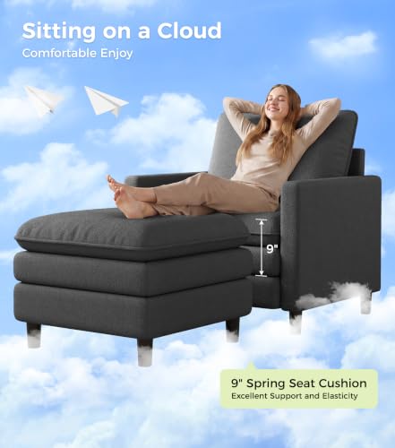 Image of Welzona 3-Layers Cloud Accent Chair with Ottoman, 33 inch Teddy Reading Chair