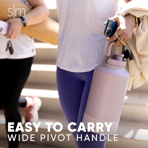 Image of Simple Modern Trek Pivot | Gallon Water Bottle Jug with Handle & Boot | Interchangeable Straw & Chug Lids | Large Insulated Stainless Steel | Sports Camping Outdoors | 128oz, Almond Birch
