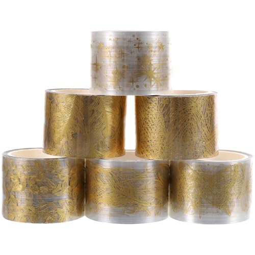 Cinta Adhesiva Washi de 6 Rollos para Manualidades y Scrapbooking con Patrones