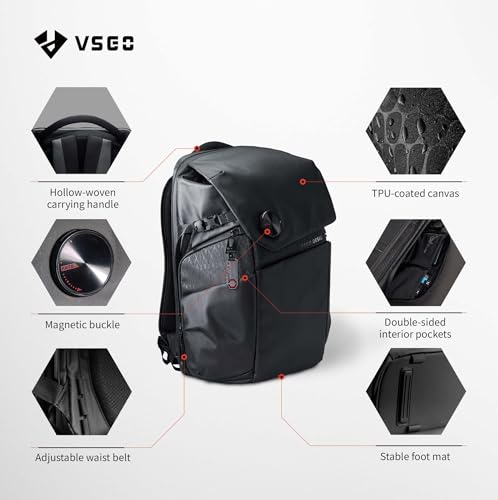VSGO 25L Professional Camera Backpack, Extra Large Capacity, Travel & Commuting Backpack,Compatible with Canon, Fujifilm, Nikon, 17.3-Inch Laptops