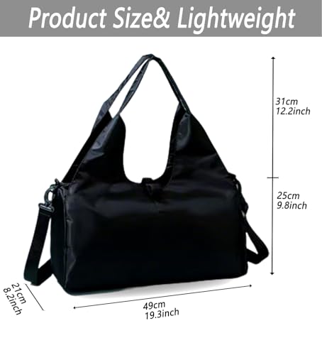 Gym Bag with Yoga Mat Holder Sports Bags with Shoe Compartment & Wet Dry Storage Pockets Travel Duffel Bag(Black)4