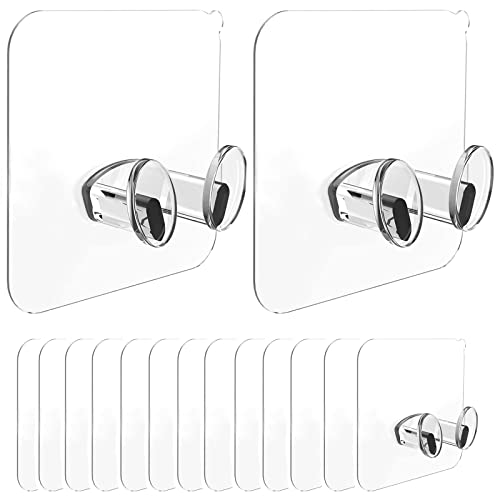 Mobiltelefon Zauber-Haken, Klebehaken Haken, Magische Haken ohne Bohren, Mobiltelefon Zauber-Haken Selbstklebend, Küchenhaken Steckerhaken Transparent Wasserdicht Kleiderhaken für Bad Wand, 15Packs