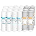 5 Micron String Wound & Grooved & CTO Carbon Block Water Filter 10"x2.5", Whole House Water Filters Universal Replacement Filter Cartridge by Membrane Solutions