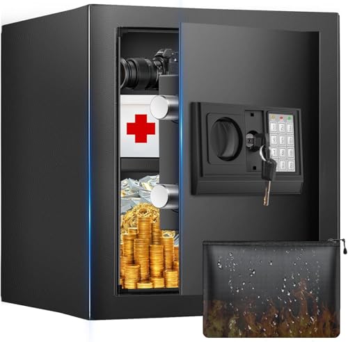 Feuerfester Tresor Sanfnz 30L mit digitaler Tastensperre und Regal