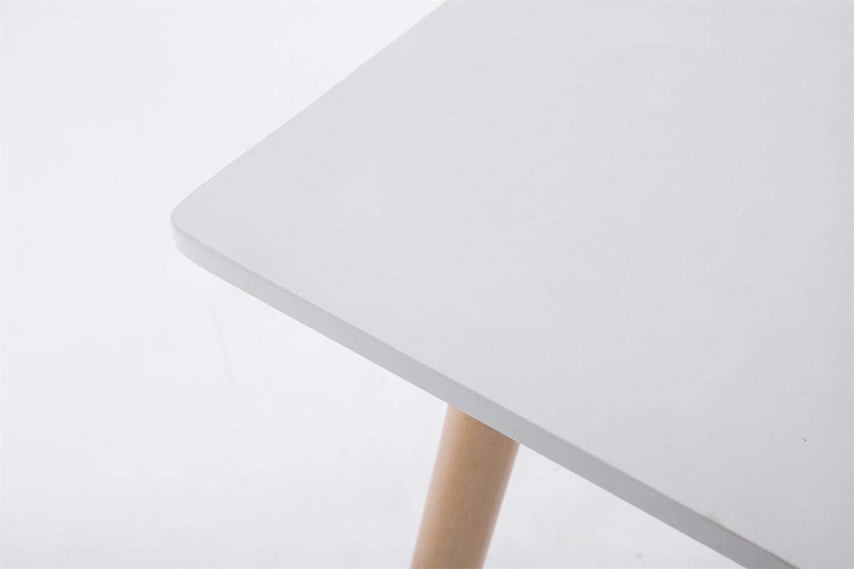 CLP Tavolo Bianco Quadrato Bente In Legno I Tavolo Da Pranzo Design Scandinavo Con Piedini Antigraffio 80 x 80 CM, Colore:natura