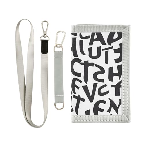 ALAZA Kids Wallets for Boys Girls Toddler Trifold Wallet Children Small Letters Black White with Zipper Coin Pocket