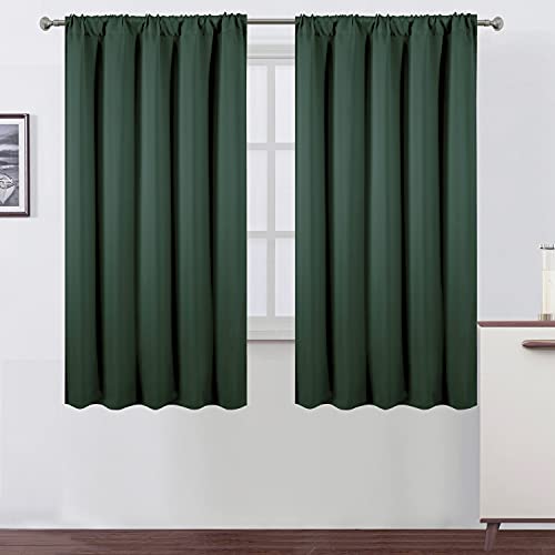 LEMOMO Dark Green Blackout Curtains/52 x 63 Inch/Set of 2 Panels Room Darkening Curtains for Bedroom