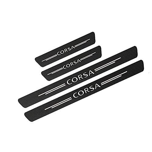COJJ 4 Pièces Seuil Porte Voiture Plinthes Autocollant, pour Opel Corsa D A B C E F OPC Accessories 2021 2020 2019 2018 2017 Fiber Carbone Plinthes...