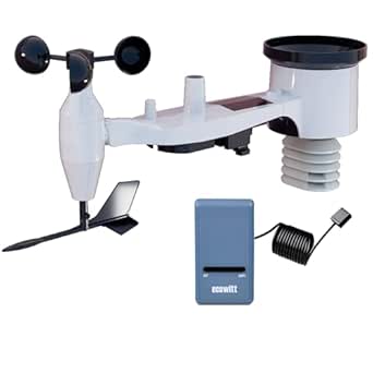 ECOWITT HP2561 Weerstation met buitensensor, draadloos, 7-in-1 wifi, op zonne-energie werkende weerstations met bewakingssysteem op afstand, weersvoorspelling, 7-inch TFT-scherm voor Garden Home
