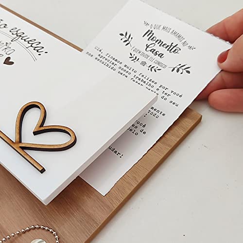 Porta Chaves Momento Casa Amo Você Amadeirado e Branco Ref 0162