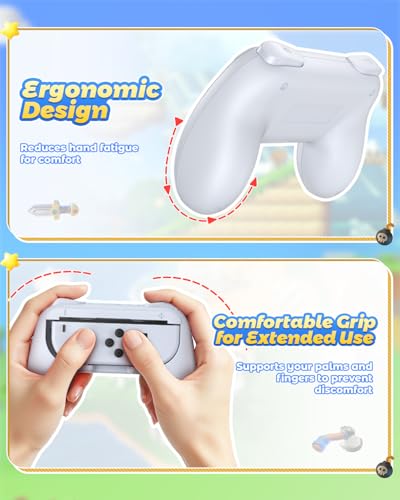 Image of FYOUNG Hand Grips Compatible with Switch Controllers, Grip for Switch Joy Con - White (2 Packs)