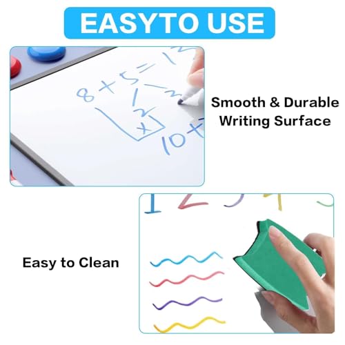 2 Stück Whiteboard Magnetwand, doppelseitige Whiteboard Trocken abwischbare, A3-Format Magnettafel Magnetwand, mit trocken abwischbaren Stiften, Radiergummi, Magneten, 42 x 30 cm