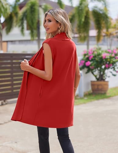 Image of Beyove Womens Long Vests Sleeveless Draped Lightweight Open Front Cardigan Layering Vest with Side Pockets