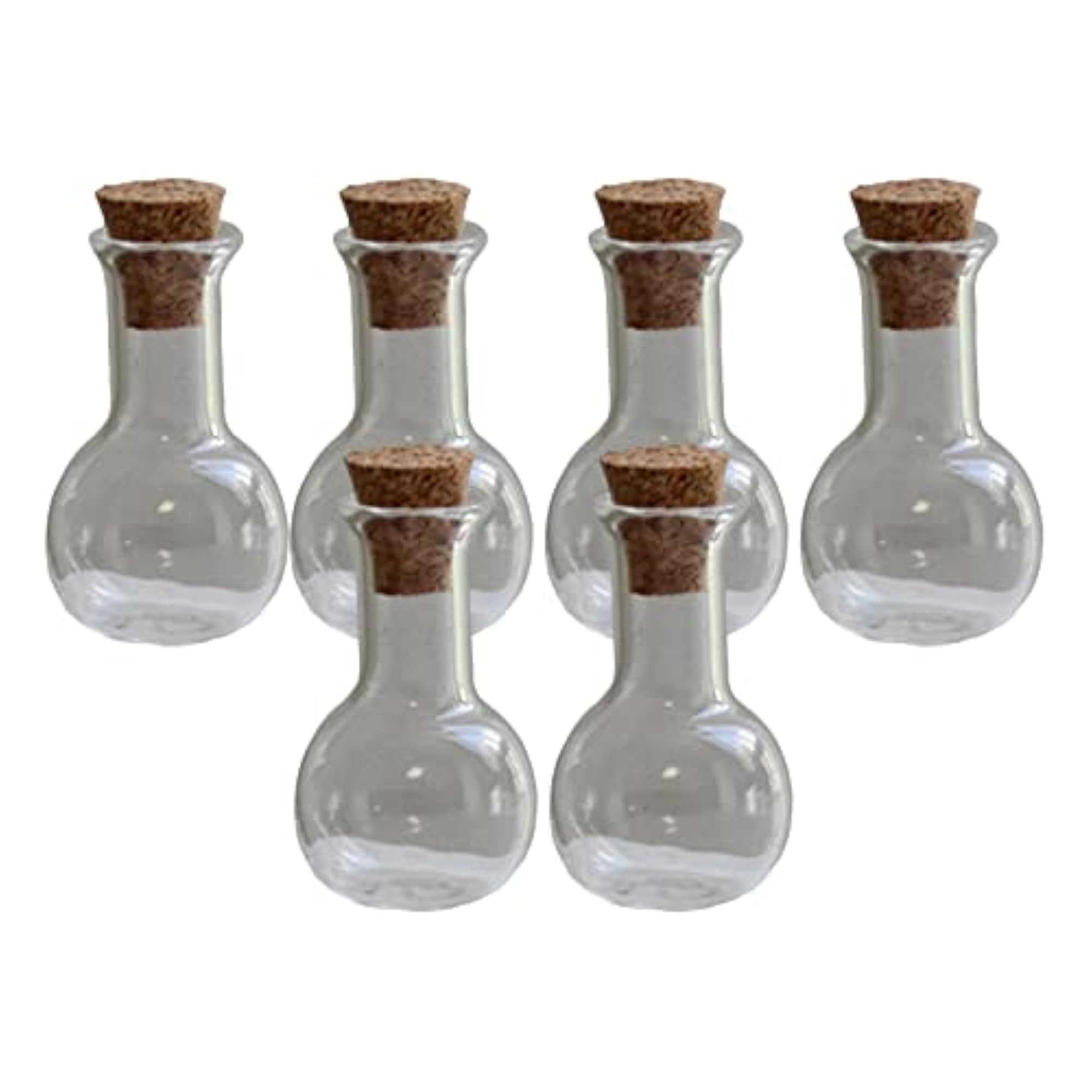 6X Mini Glass Bottles with Cork Stopper