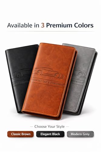 Image of Car Document Holder with Magnetic Closure, PU Leather Vehicle Registration & Insurance Organizer, RC Book, Driving Licence & Card Storage Folder for Car Bike Truck (Multicolor, Pack of 1)