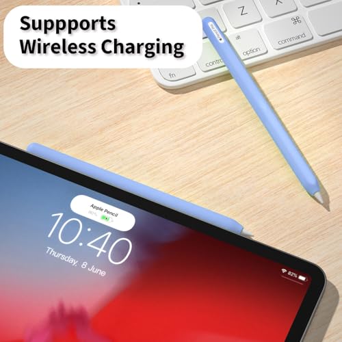 Image of Ultra Thin Protective Pencil Cover for Apple Pencil Pro &Apple Pencil 2nd Gen Silicone Case Sleeve Compatible with Apple Pencil Pro (Glow Blue)