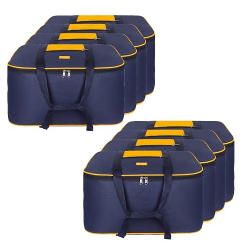 Image of M MEDLER STG 85 Liters Large Underbed Storage Bag Moisture Proof Cloth Organiser with Zippered Closure and Handle (Blue - yellow), (58x48x30cm) Rectangular- PACK OF 8