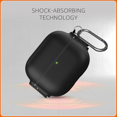Image of Amazon Basics Stylish Shock-Absorbing Protective Case with Keychain for AirPods Pro Gen 1 & Gen 2 | Visible Front LED | Sophisticate Design (Black)