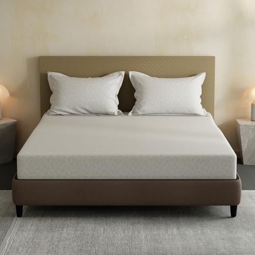 Image of Layers 100% Cotton Bedsheet for Double Size Bed | Lumina Floret Collection | 144 TC Soft & Breathable | Floral Print with 2 Pillow Covers | Wrinkle Free & Colorfast | 3 Piece Bedding Set - White