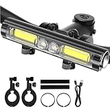 Easymaxx Super Bright LED Bike Lights for Night Riding, Rechargeable Bicycle Headlight with Hook, 8 Modes, Aluminum Alloy Waterproof Bike Headlight for Adult Mountain MTB Off-Road Cycling Commuting