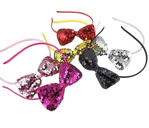 SMART VILLA TRADERS Glitter Sequin Bow Knot Hairband | Shiny Plastic Hair Accessory for Girls & Women | Perfect for Beauty Parlors, Makeup Artists & Styling Pack of 1-image-47