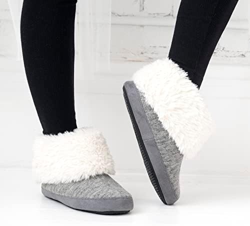 isotoner Women's Recycled Comfort Memory Foam Heather Knit Marisol Boot Slippers, Black, 8-9 | Image 4