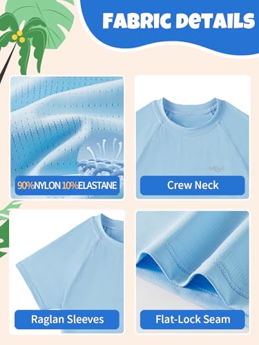 Angel season Boys Rash Guard Swim Shirt Short Sleeve UPF 50+ for Toddler Kids Teens Swimwear Rashguard Quick Dry, Size 3-144