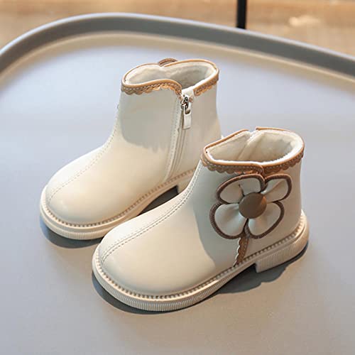 Toddler Girls Ankle Boots Round Toe 𝐋ow Heel Non 𝐒lip Short Booties Waterpoor Fleece Lined Cute Girls Size 4 Boots2