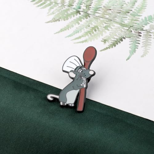 Image of KEYCHIN Funny Rat Remy Brooch Remy Chef Fans Gifts Little Chef Mouse Enamel Pin