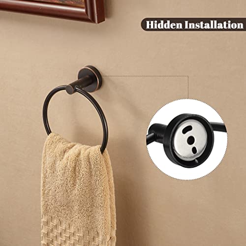 WINCASE Toilet Paper Holder Towel Holder, Oil Rubbed Bronze Bathroom Hardware Set, Hand Towel Ring Toilet Paper Roll Holder Wall Mount, Rustic Farmhouse Rustproof Stainless Steel Bathroom Accessories by WINCASE - Image 7