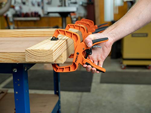 Image of Pony Jorgensen 4-Inch Orange Hand Clamp | One-Handed Use | Non-Marring Jaws | Automatic Locking | Pack of 10